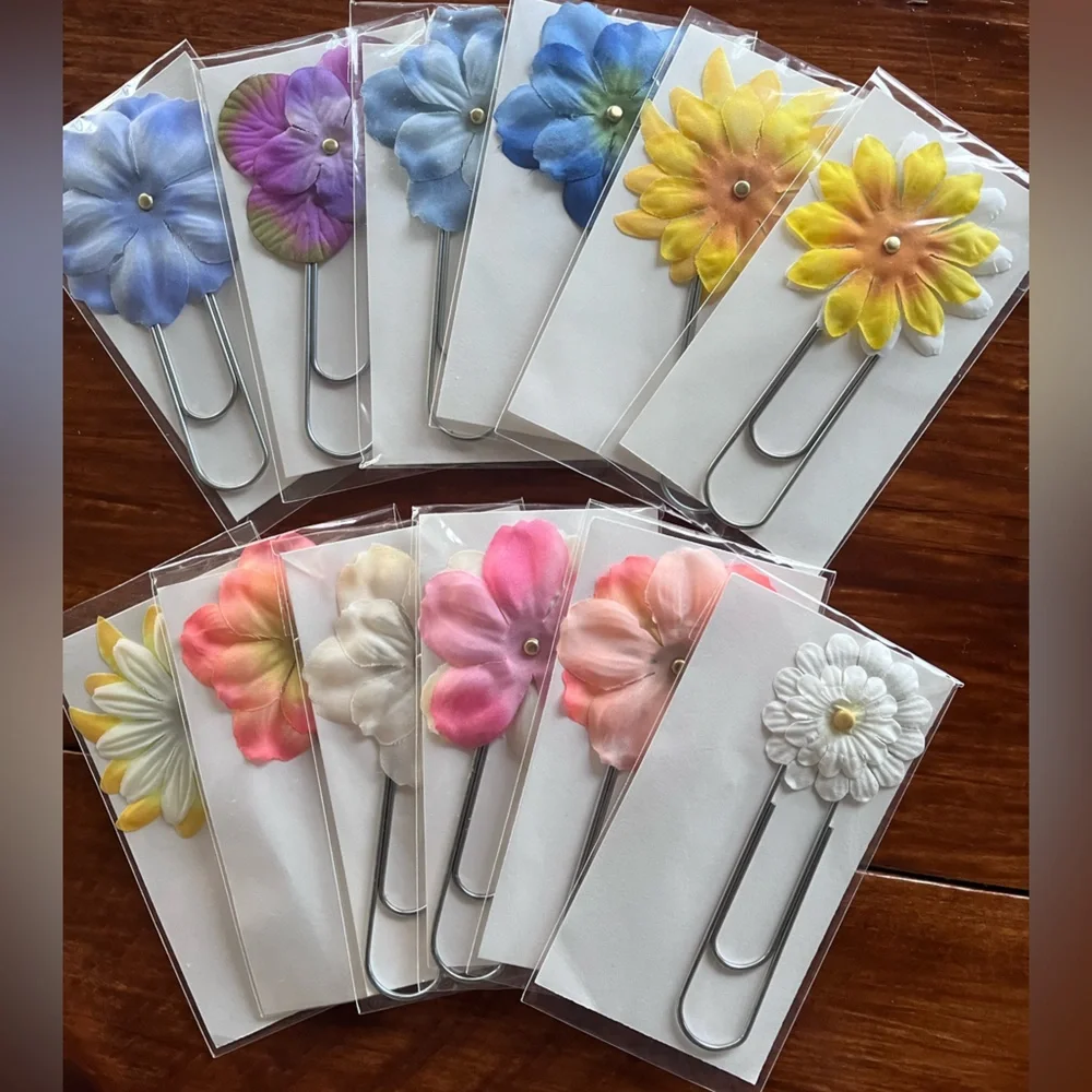 4” Floral Paperclip Set with Assorted Random Design and Colors 12 pcs set#4